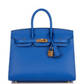 Hermes Birkin Sellier 25 Bleu France Epsom Gold Hardware