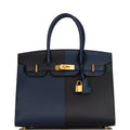 Hermes Birkin 30 Casaque Black, Bleu Indigo and Bleu Zanzibar Epsom Gold Hardware