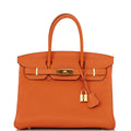 Pre-owned Hermes Birkin 30 Orange Togo Gold Hardware