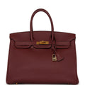 Pre-owned Hermes Birkin 35 Rouge H Togo Gold Hardware Deposit