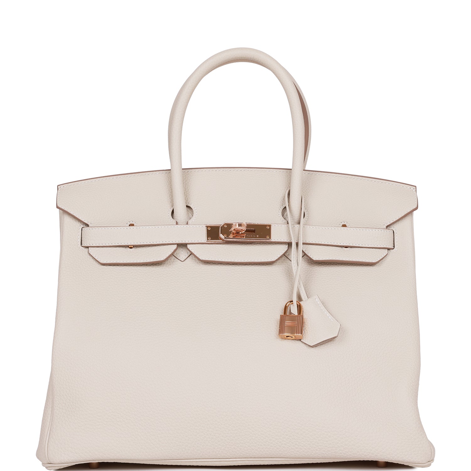 Pre-owned Hermes Birkin 35 Craie Togo Rose Gold Hardware