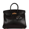 Hermes Birkin 25 Black Lizard Gold Hardware