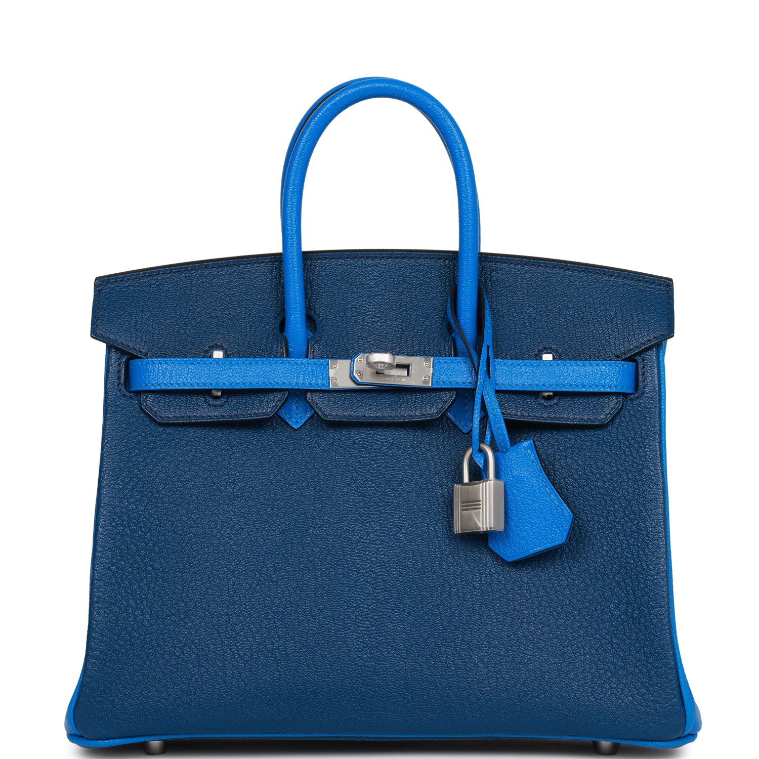 Hermes Special Order (HSS) Birkin 25 Bleu Hydra and Bleu Saphir Ch√®vre Brushed Palladium Hardware