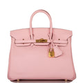 Pre-owned Hermes Birkin 25 Rose Sakura Swift Gold Hardware
