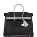 Hermes Special Order (HSS) Birkin 25 Black and Gris Perle Ch√®vre Brushed Palladium Hardware