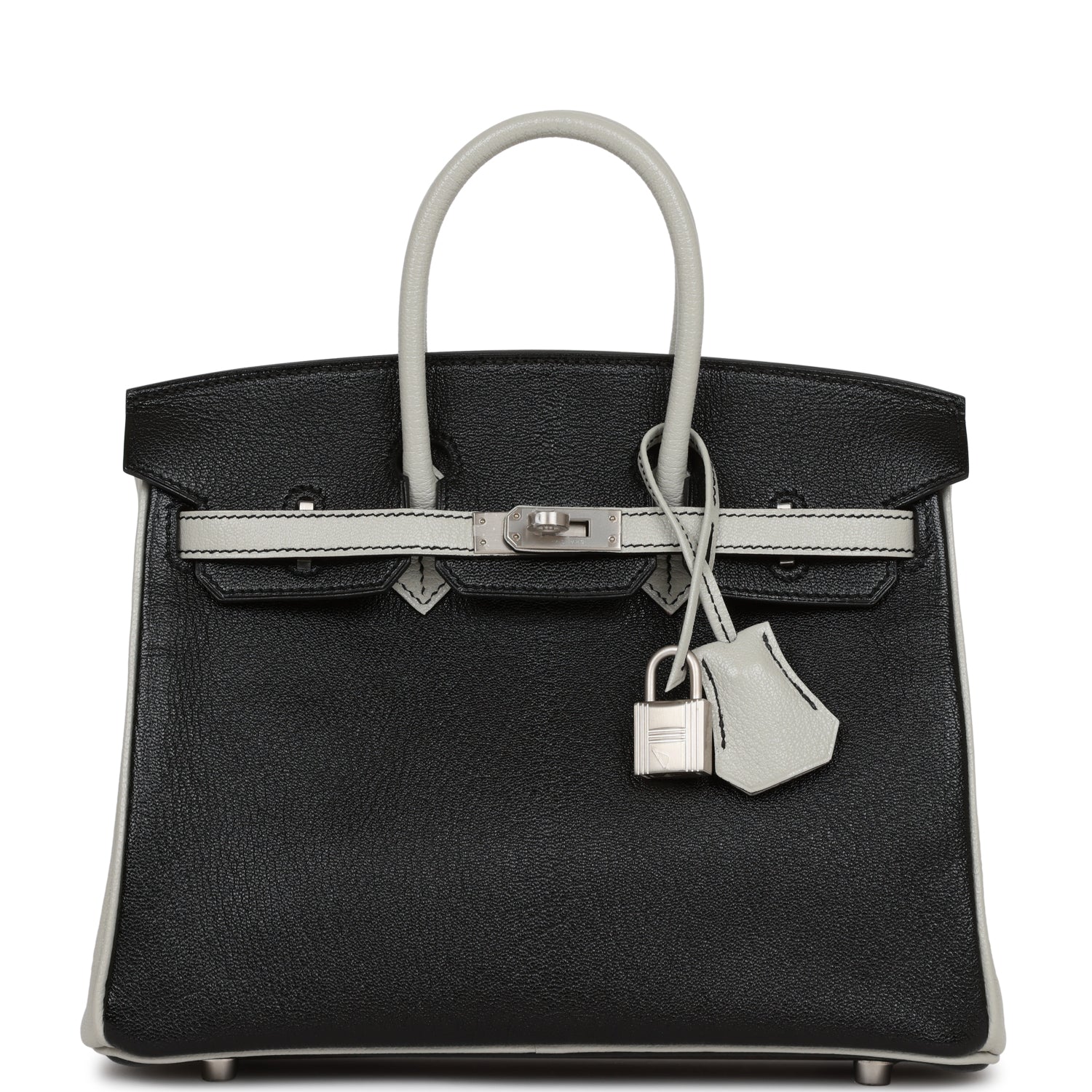 Hermes Special Order (HSS) Birkin 25 Black and Gris Perle Ch√®vre Brushed Palladium Hardware