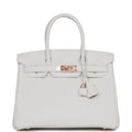 Hermes Special Order (HSS) Birkin 30 White Verso Clemence Rose Gold Hardware