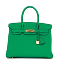 Hermes Birkin 30 Menthe Clemence Gold Hardware