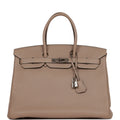 Pre-owned Hermes Birkin 35 Gris Tourterelle Togo Palladium Hardware