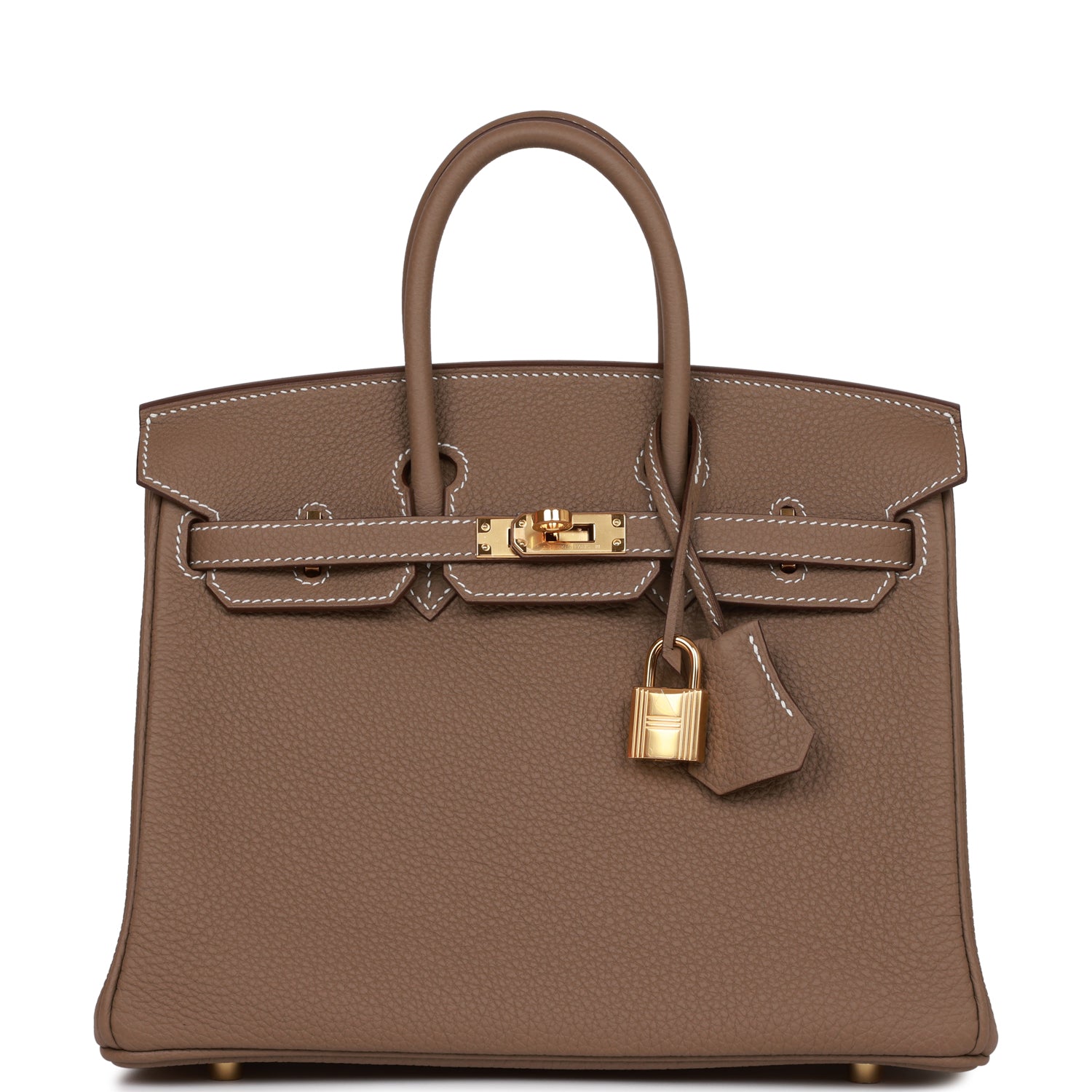 Pre-owned Hermes Birkin 25 Etoupe Togo Gold Hardware