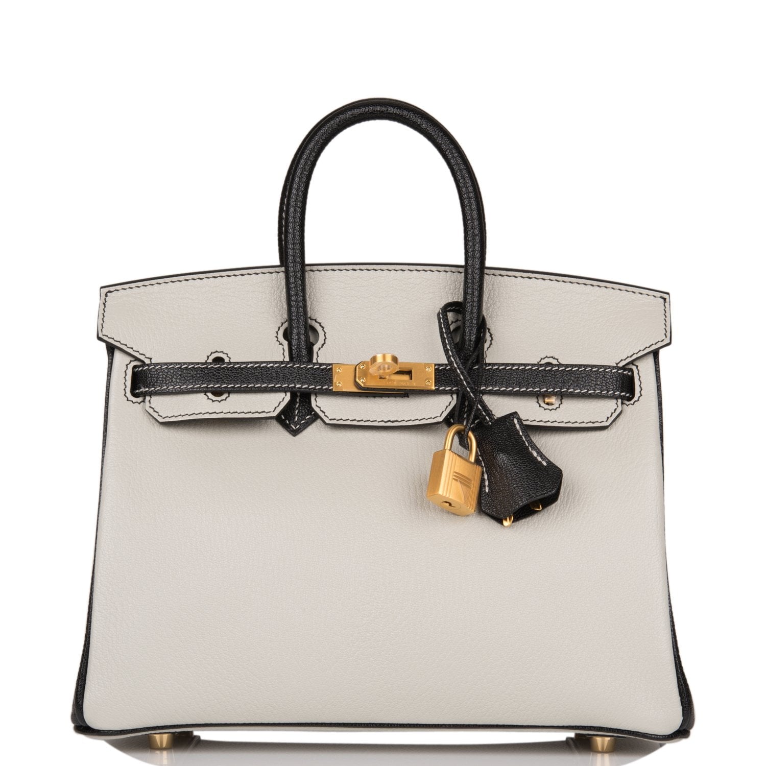 Hermes Special Order (HSS) Birkin 25 Gris Perle and Black Ch√®vre Brushed Gold Hardware