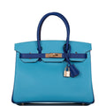Hermes Special Order (HSS) Birkin 30 Celeste and Bleu Electric Epsom Rose Gold Hardware