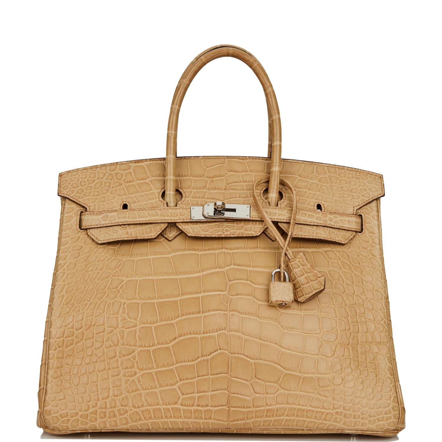 Pre-owned Hermes Birkin 35 Poussiere Matte Alligator Palladium Hardware