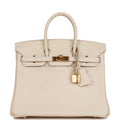 Pre-owned Hermes Birkin 25 Craie Swift Gold Hardware