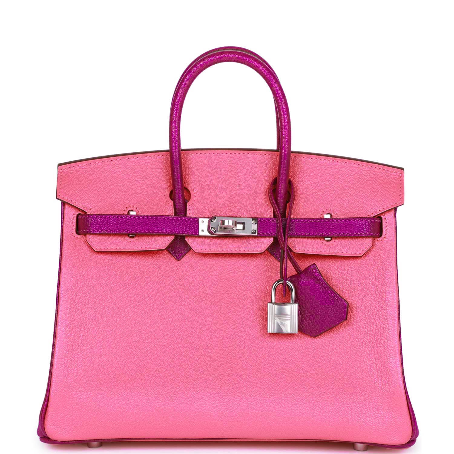 Hermes Special Order (HSS) Birkin 25 Rose Lipstick and Anemone Ch√®vre Palladium Hardware