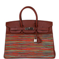 Pre-owned Hermes Birkin 35 Vibrato Rouge H Boxcalf Palladium Hardware