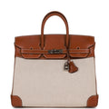 Pre-owned Hermes HAC Birkin 32 Toile and Barenia Palladium Hardware