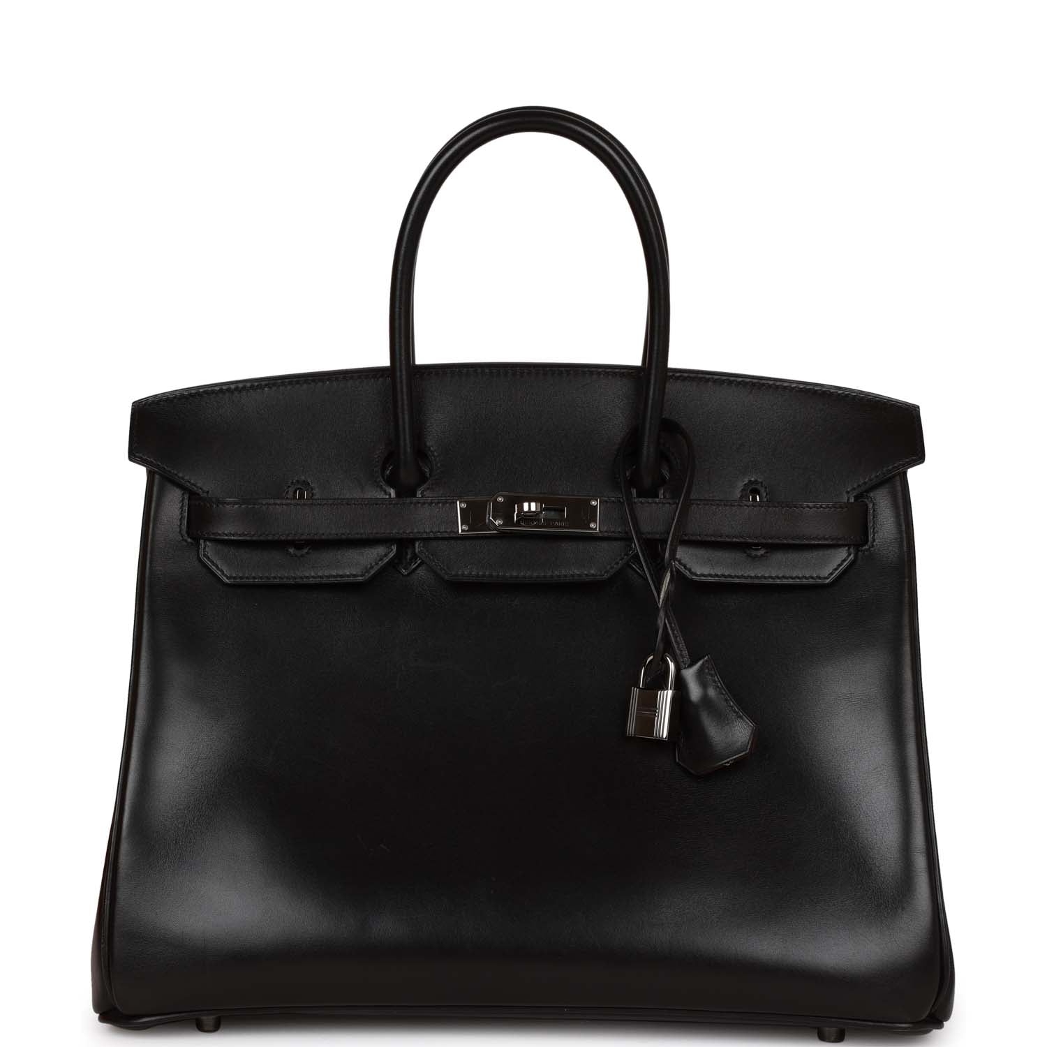 Pre-owned Hermes Special Order (HSS) Birkin 35 Black Box Verso Palladium Hardware