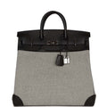 Pre-owned Hermes Birkin 40 HAC Black Evercolor and Toile Palladium Hardware