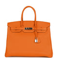 Pre-owned Hermes Birkin 35 Orange H Togo Palladium Hardware