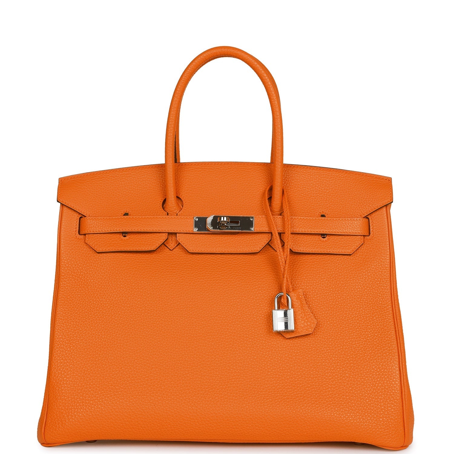 Pre-owned Hermes Birkin 35 Orange H Togo Palladium Hardware