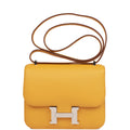 Hermes Constance 18 Jaune Ambre Verso Evercolor Palladium Hardware