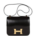 Pre-owned Hermes Constance 24 Black Box Gold Hardware