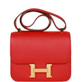 Pre-owned Herm√®s Constance 24 Rouge de Coeur Epsom Gold Hardware