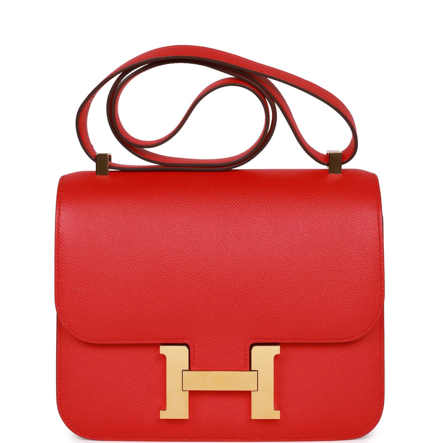 Pre-owned Herm√®s Constance 24 Rouge de Coeur Epsom Gold Hardware