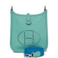 Pre-owned Hermes Evelyne TPM Bleu Atoll Epsom Palladium Hardware