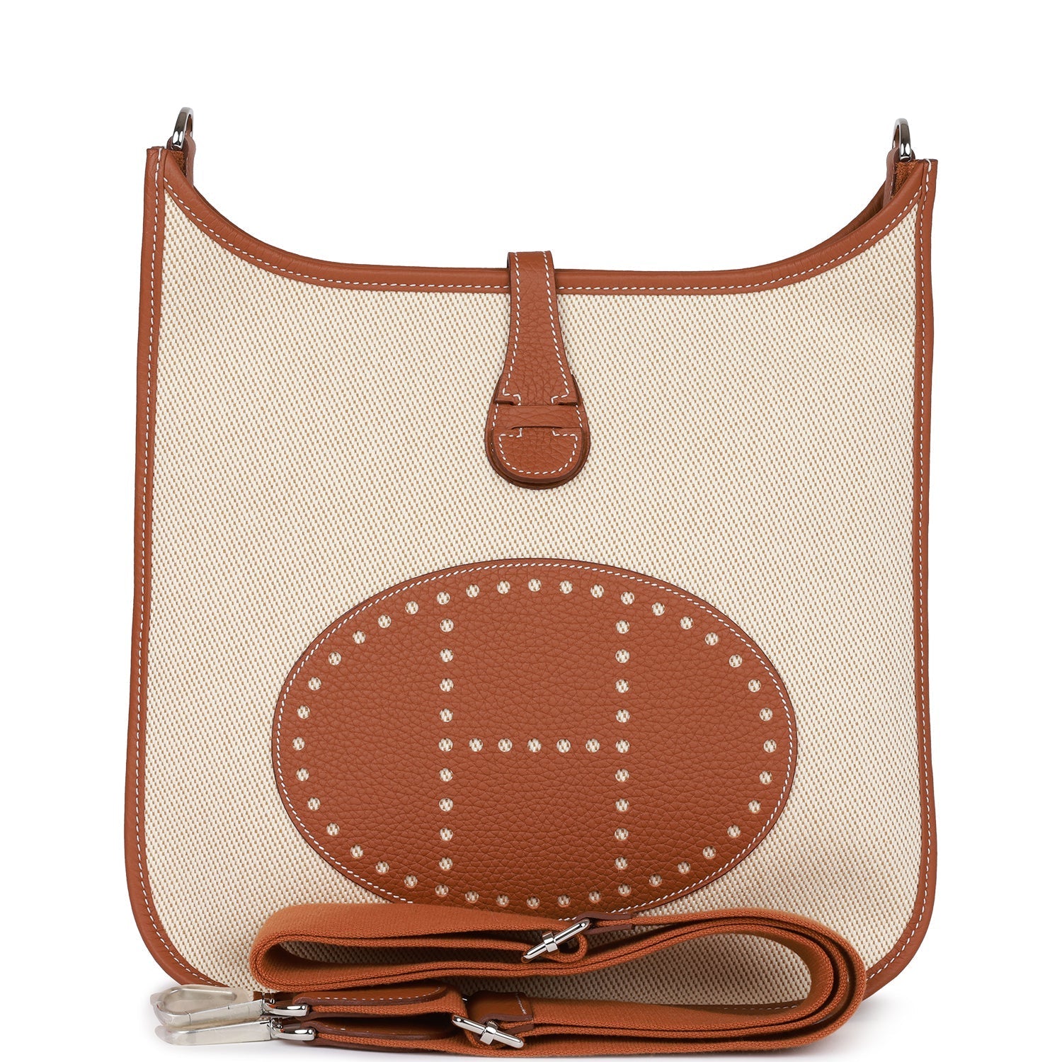 Hermes Evelyne III PM Gold Clemence and Toile Palladium Hardware