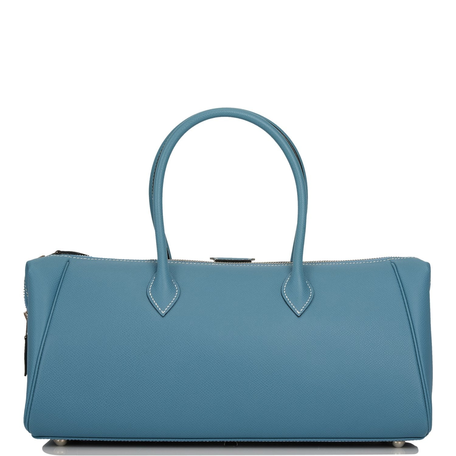 Pre-owned Hermes Paris Bombay PM Blue Jean Epsom Palladium Hardware