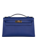 Pre-owned Hermes Kelly Pochette Bleu Electric Epsom Gold Hardware - Payment 1