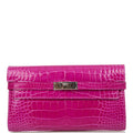 Hermes Kelly Long Wallet Rose Scheherazade Alligator Palladium Hardware