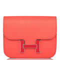 Hermes Rose Texas Epsom Constance Slim Wallet Palladium Hardware
