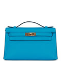 Hermes Kelly Pochette Bleu Frida Swift Gold Hardware