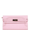 Pre-owned Hermes Ghillies Kelly Wallet Rose Sakura Swift Palladium Hardware