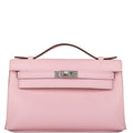 Hermes Kelly Pochette Rose Sakura Swift Palladium Hardware