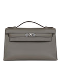 Hermes Kelly Pochette Gris Meyer Swift Palladium Hardware