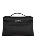 Hermes Kelly Pochette Black Swift Palladium Hardware