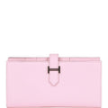 Hermes Bearn Gusset Wallet Rose Sakura Chevre Palladium Hardware