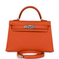 Hermes Kelly Sellier 20 Orange Epsom Palladium Hardware