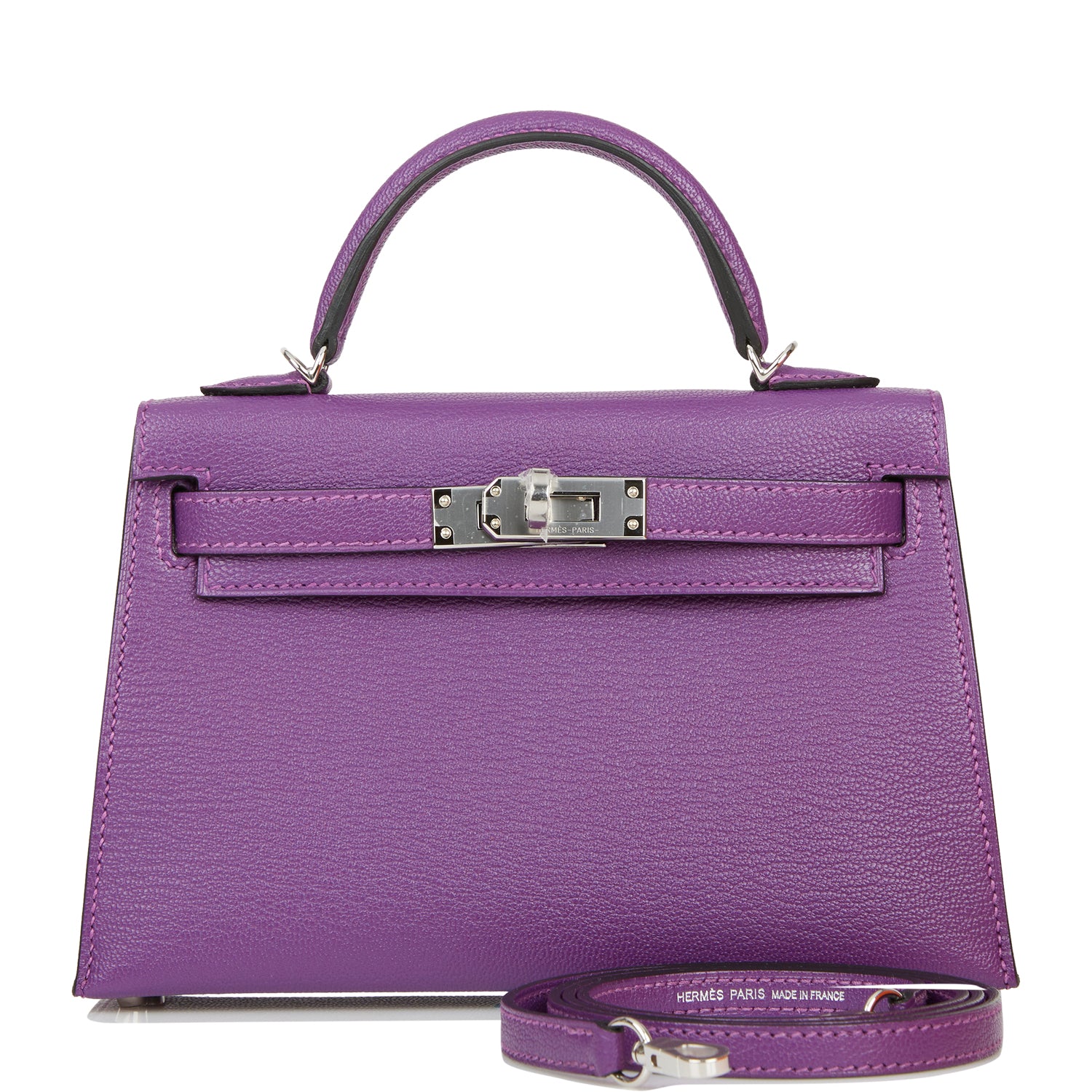 Hermes Kelly Sellier 20 Violet Verso Ch√®vre Palladium Hardware