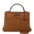 Pre-owned Hermes Grizzly Kelly Retourne 32 Fauve Au Gallop Barenia Palladium Hardware