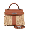 Pre-owned Hermes Mini Picnic Kelly 20 Gold Swift Palladium Hardware