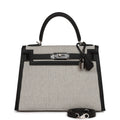 Hermes Quadrille Kelly Sellier 28 Black Toile and Swift Palladium Hardware