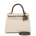 Hermes Kelly Sellier 25 Tri-Color Nata, Chai and Gris Meyer Epsom Palladium Hardware