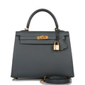 Hermes Sellier Kelly 25 Bleu Orage Epsom Gold Hardware