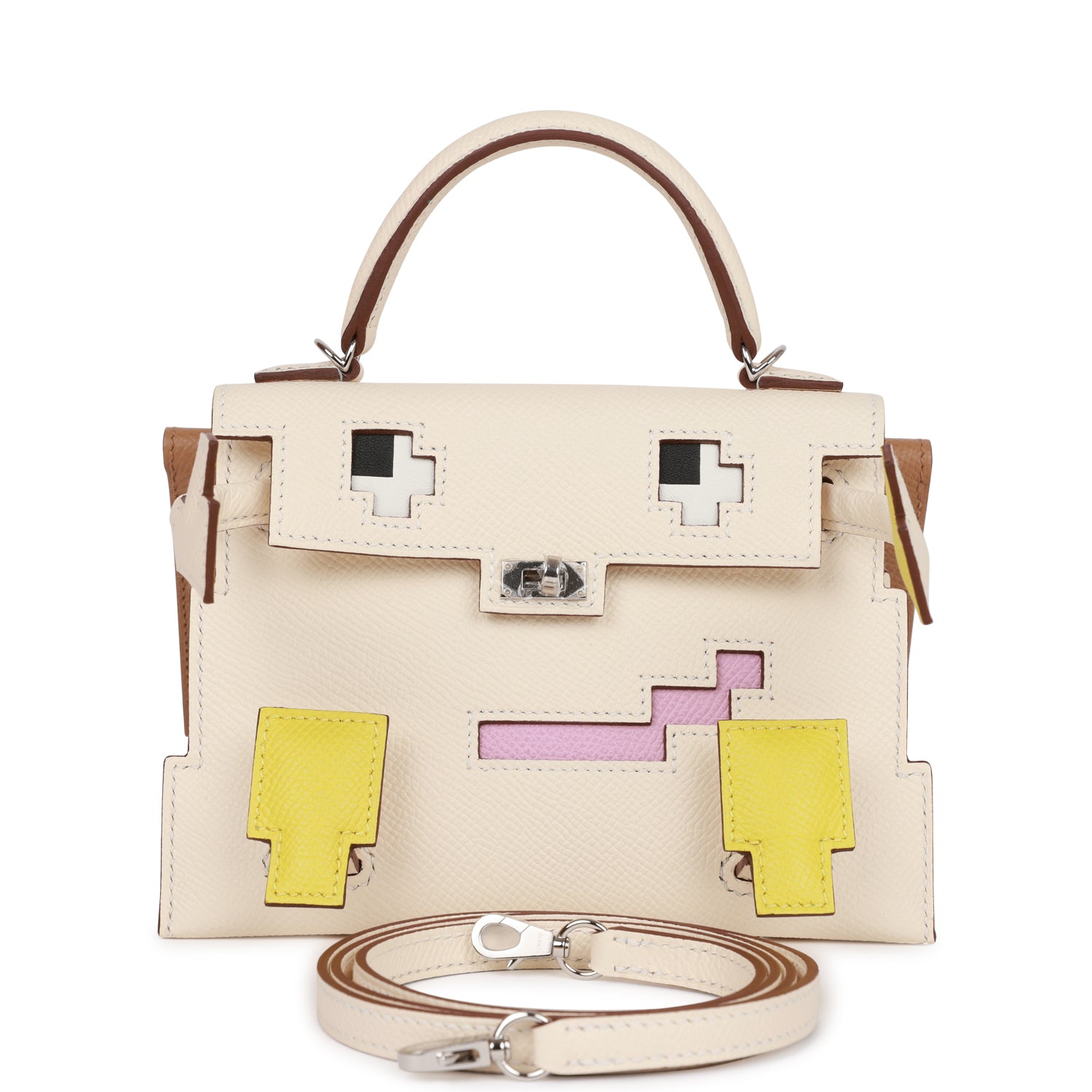 Hermes "Quelle Idolle" Picto Kelly Doll Nata Epsom Palladium Hardware