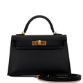 Hermes Kelly Sellier 20cm Black Epsom Gold Hardware